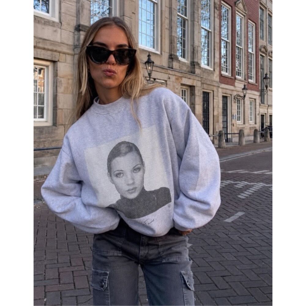 Anine Bing Ramona Kate moss crewneck sweatshirt, Med $200A18